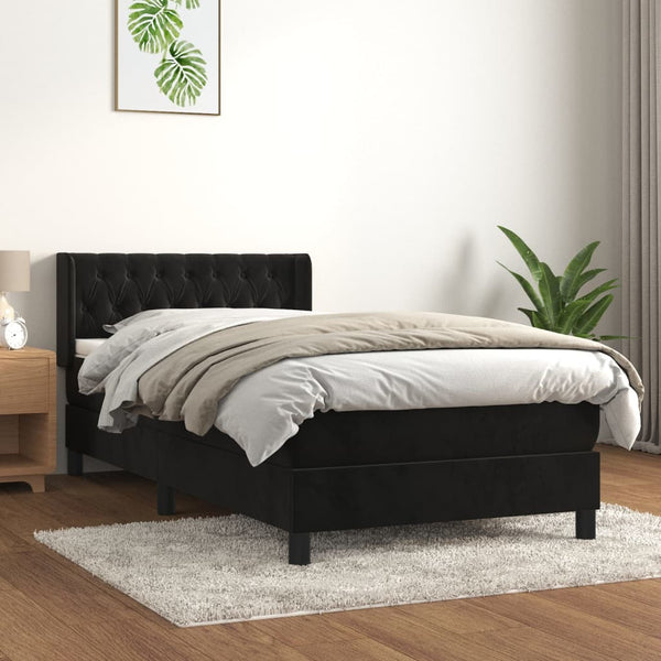 Boxspringbett mit Matratze Schwarz 90x200 cm Samt