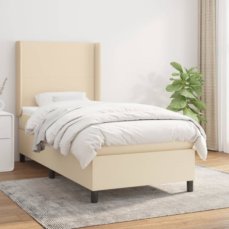 Boxspringbett mit Matratze Creme 90x200 cm Stoff