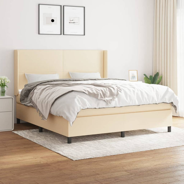 Boxspringbett mit Matratze Creme 180x200 cm Stoff