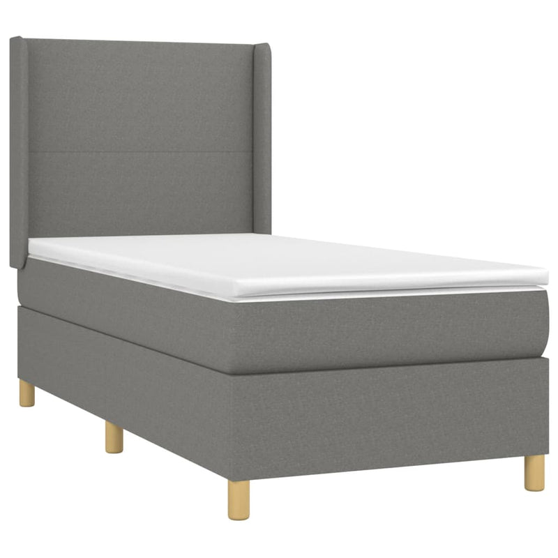 Boxspringbett mit Matratze Dunkelgrau 80x200 cm Stoff