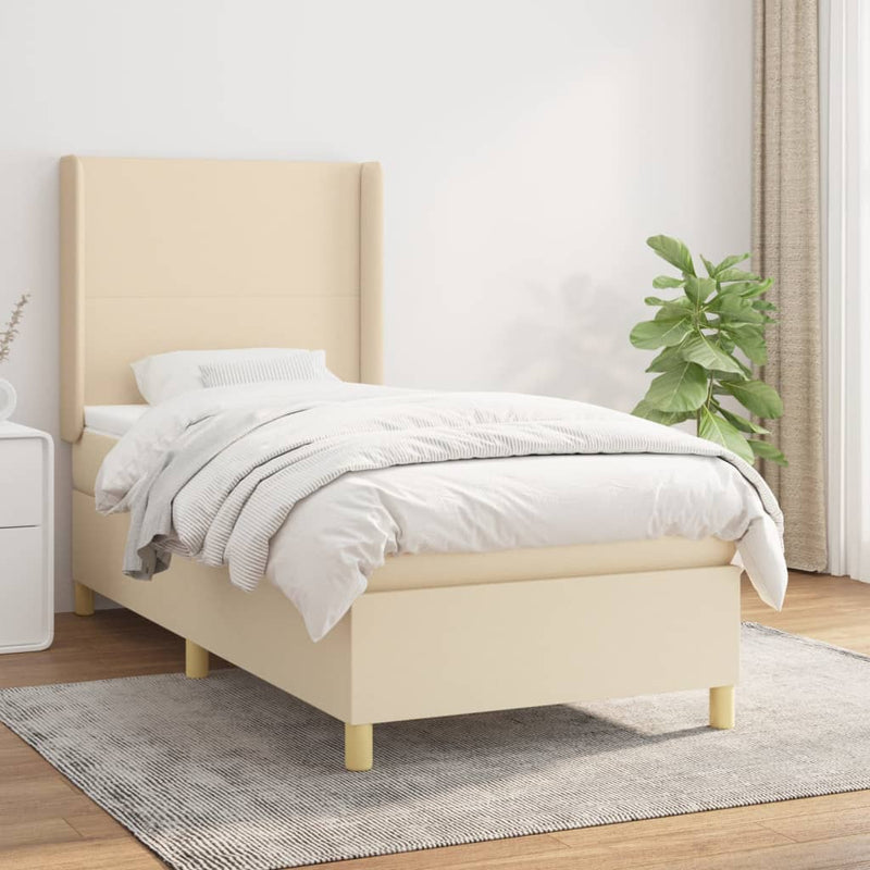 Boxspringbett mit Matratze Creme 80x200 cm Stoff