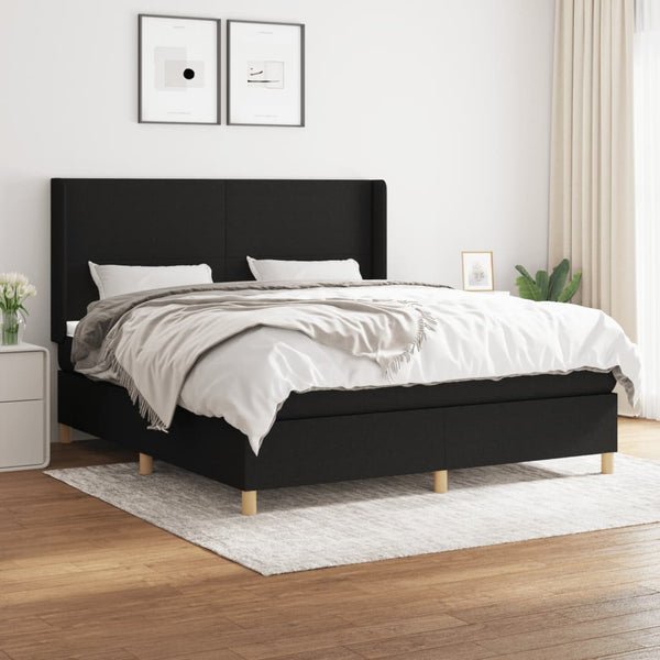 Boxspringbett mit Matratze Schwarz 160x200 cm Stoff