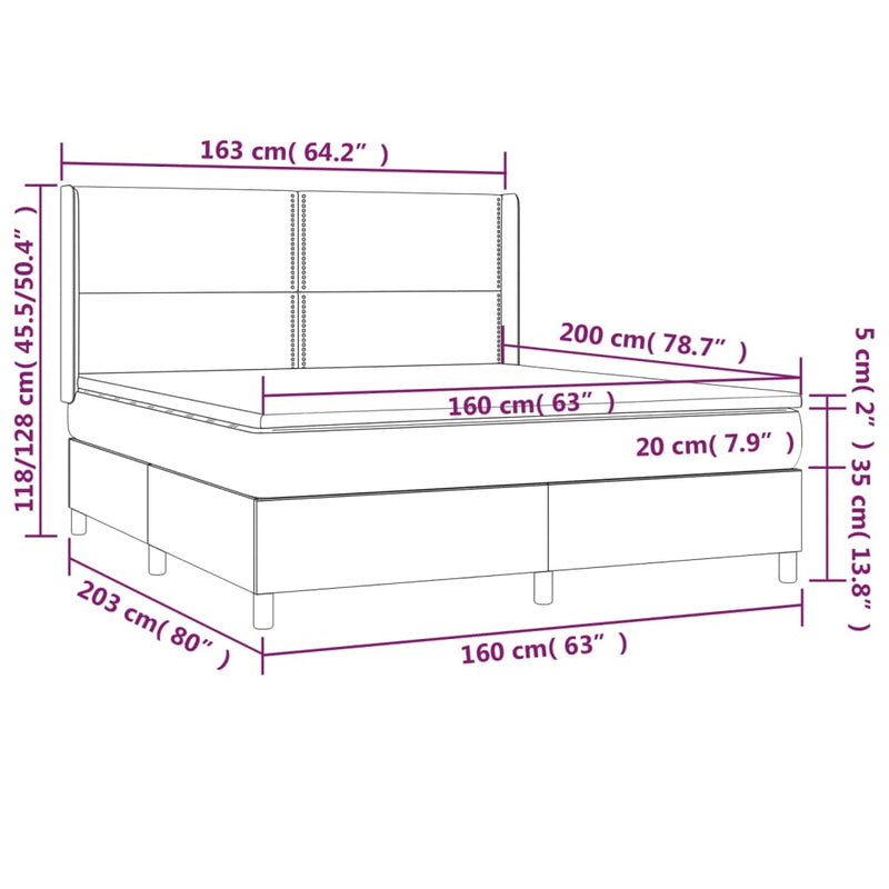 Boxspringbett mit Matratze Schwarz 160x200 cm Stoff