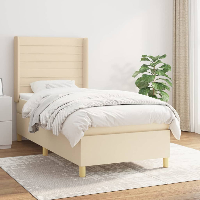 Boxspringbett mit Matratze Creme 80x200 cm Stoff