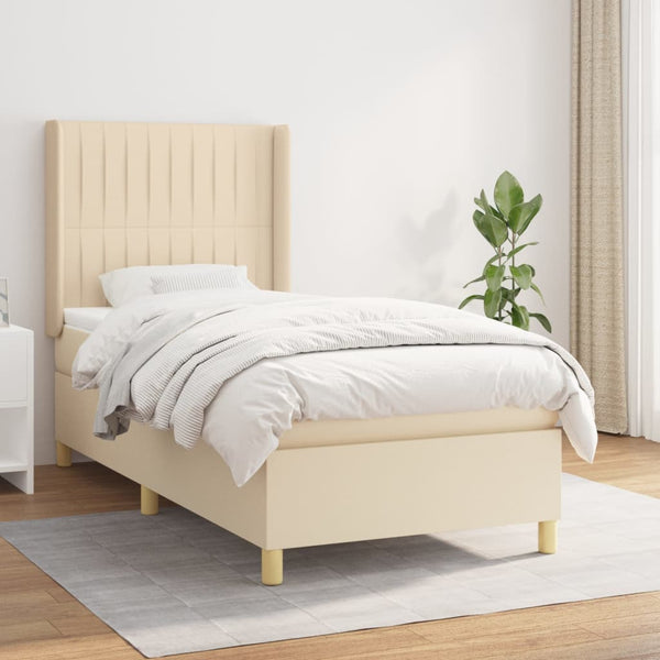 Boxspringbett mit Matratze Creme 80x200 cm Stoff