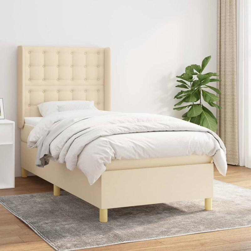 Boxspringbett mit Matratze Creme 80x200 cm Stoff