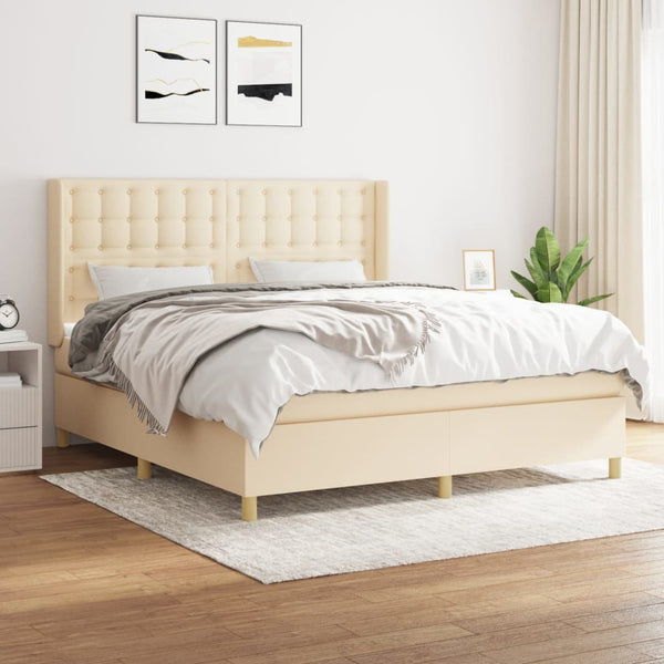 Boxspringbett mit Matratze Creme 160x200 cm Stoff