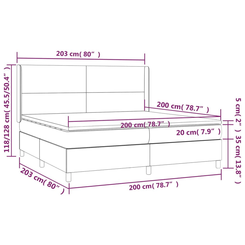 Boxspringbett Matratze Cappuccino-Braun 200x200cm Kunstleder