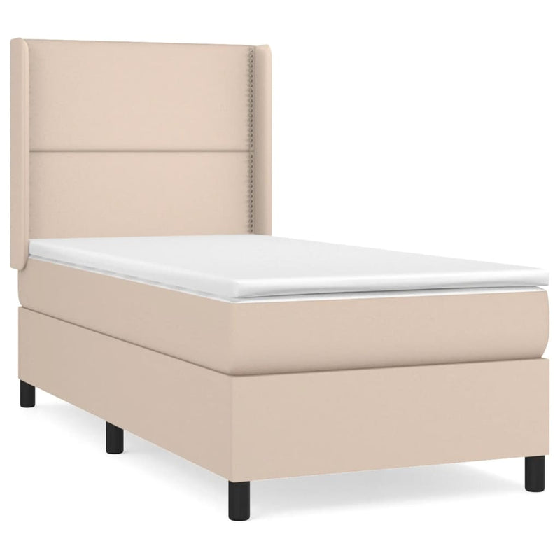 Boxspringbett mit Matratze Cappuccino-Braun 90x200cm Kunstleder