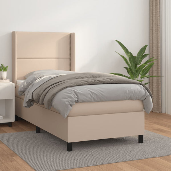 Boxspringbett mit Matratze Cappuccino-Braun 90x200cm Kunstleder