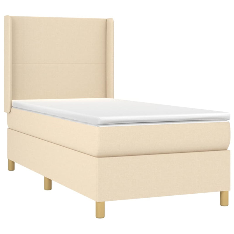 Boxspringbett mit Matratze & LED Creme 80x200 cm Stoff