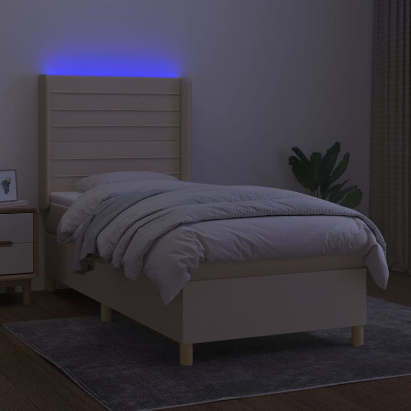 Boxspringbett mit Matratze & LED Creme 80x200 cm Stoff