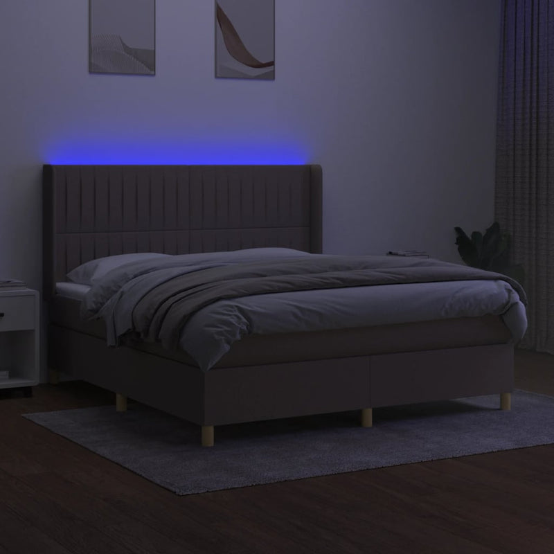 Boxspringbett mit Matratze & LED Taupe 160x200 cm Stoff