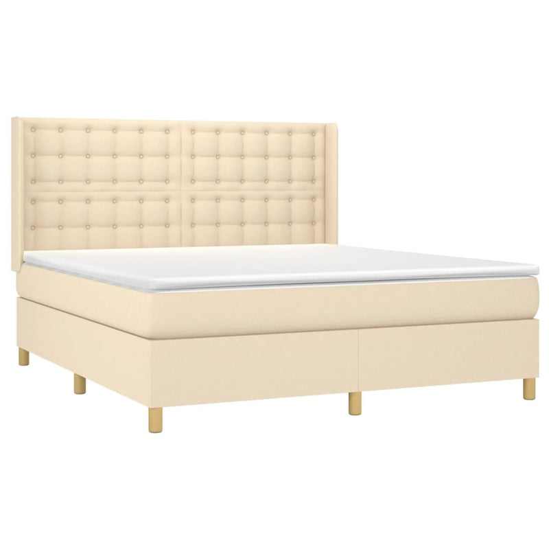 Boxspringbett mit Matratze & LED Creme 160x200 cm Stoff