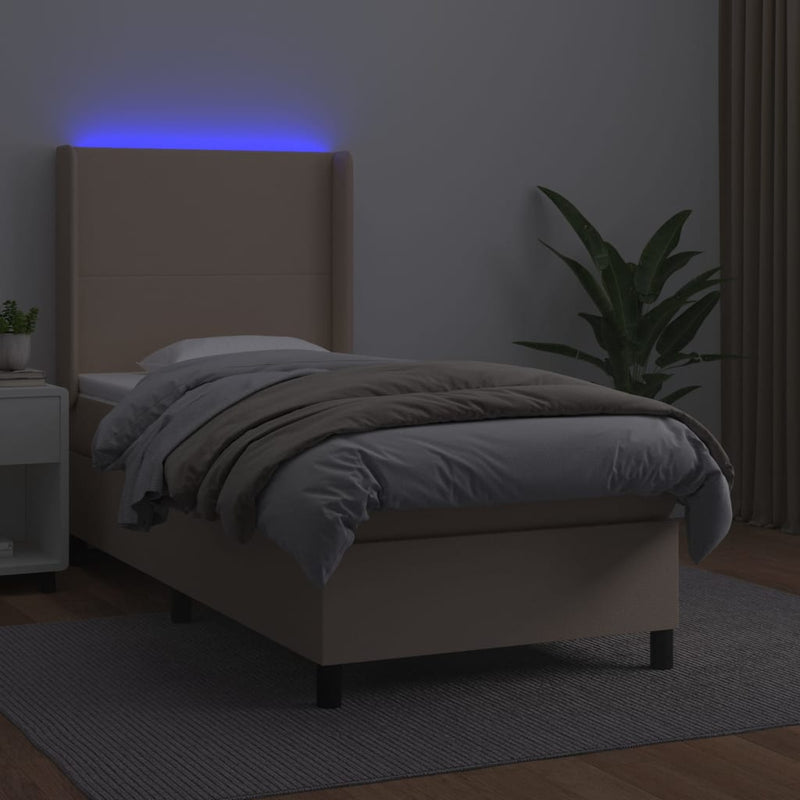 Boxspringbett mit Matratze & LED Cappuccino-Braun 100x200cm