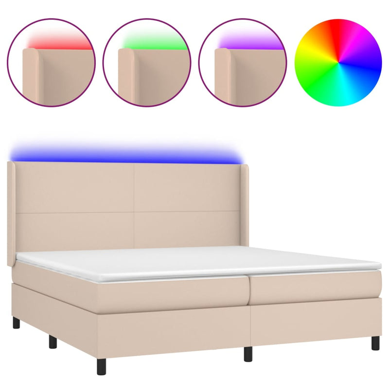 Boxspringbett mit Matratze & LED Cappuccino-Braun 200x200cm