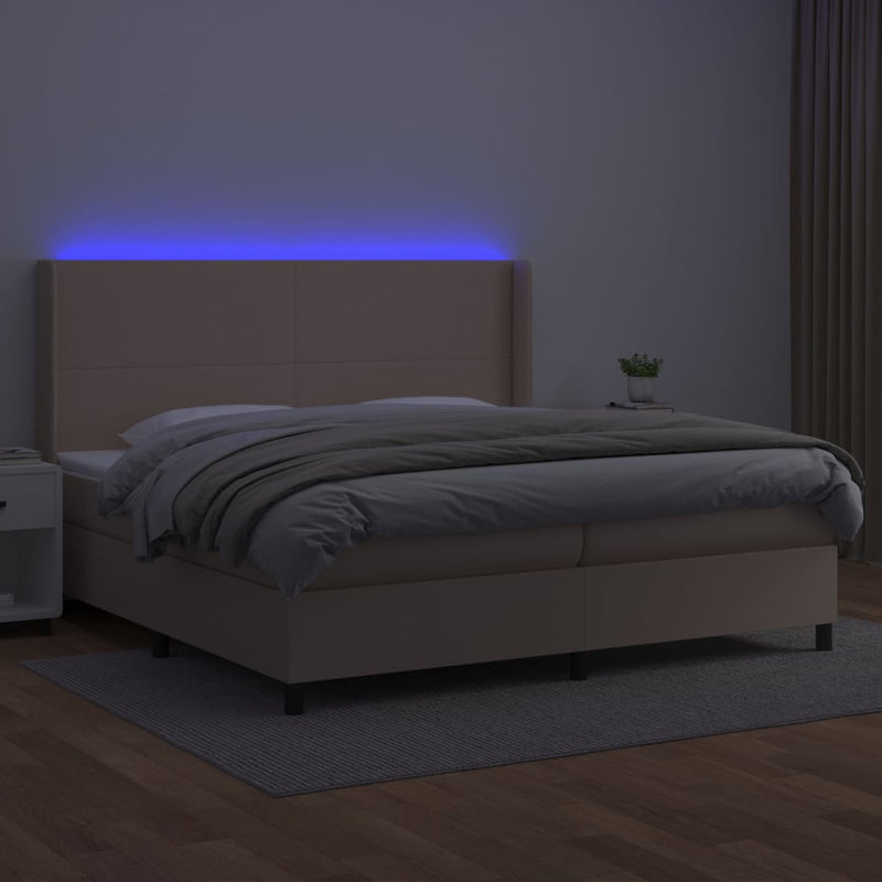 Boxspringbett mit Matratze & LED Cappuccino-Braun 200x200cm