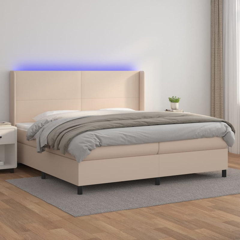 Boxspringbett mit Matratze & LED Cappuccino-Braun 200x200cm