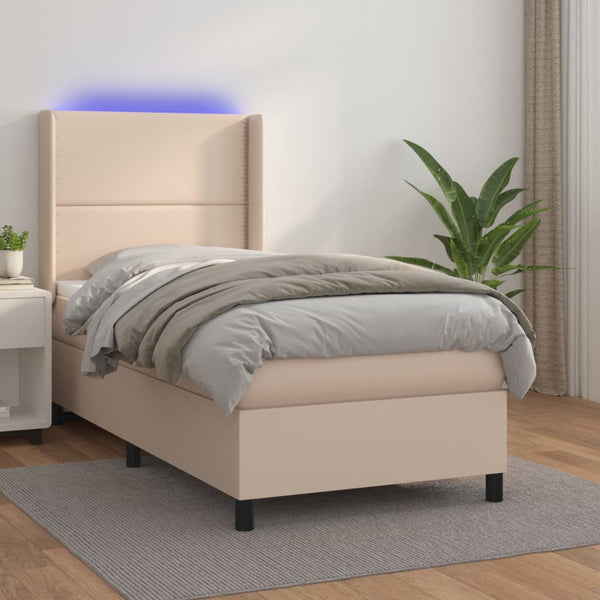 Boxspringbett mit Matratze & LED Cappuccino-Braun 90x190cm