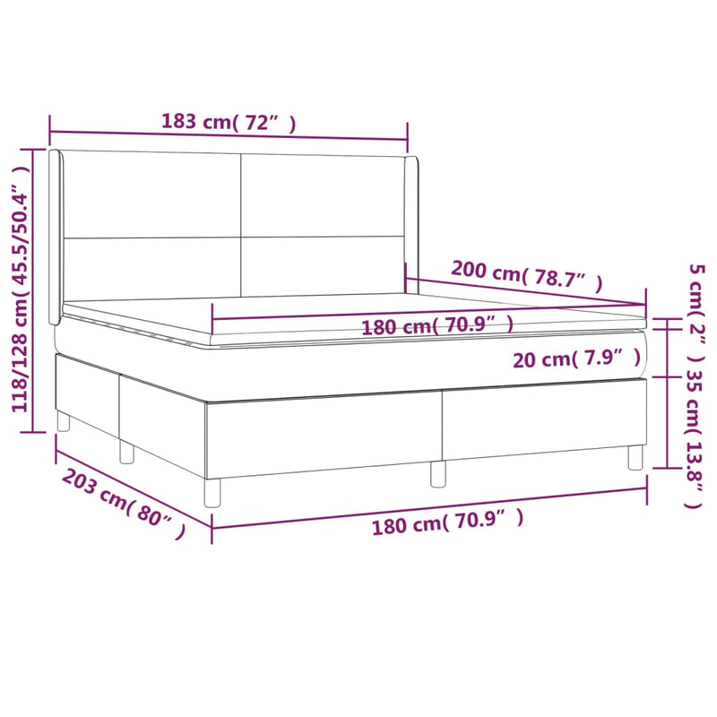 Boxspringbett mit Matratze & LED Dunkelblau 180x200 cm Samt