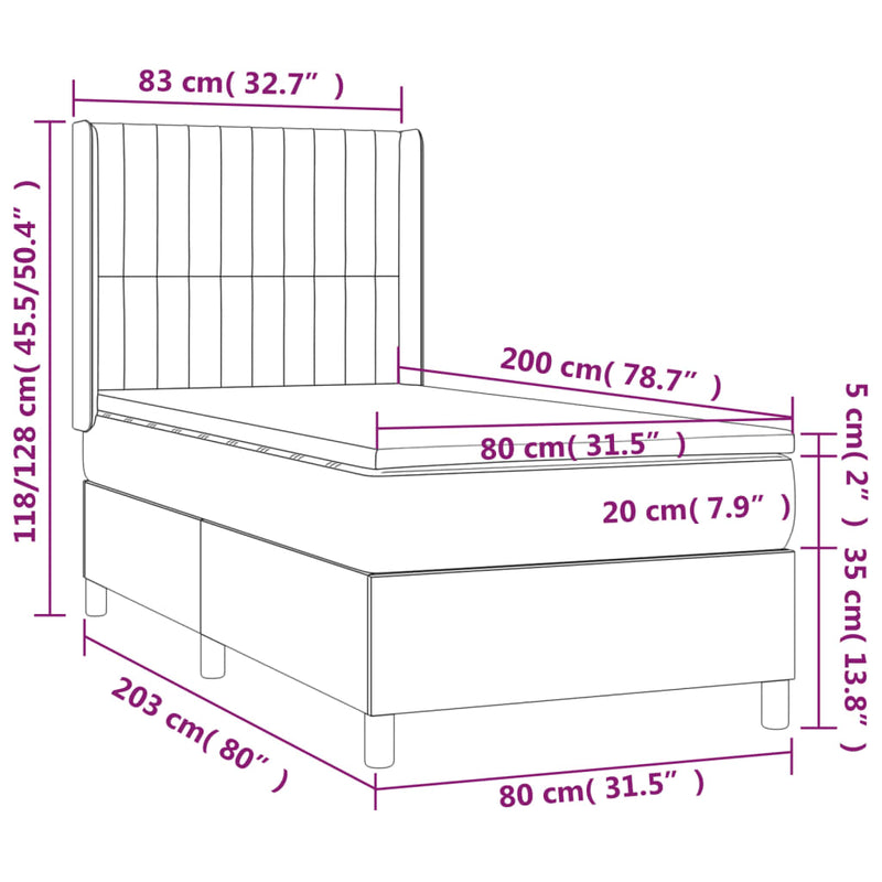 Boxspringbett mit Matratze & LED Dunkelblau 80x200 cm Samt