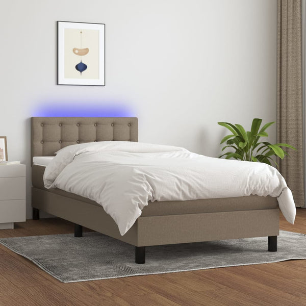 Boxspringbett mit Matratze & LED Taupe 90x200 cm Stoff