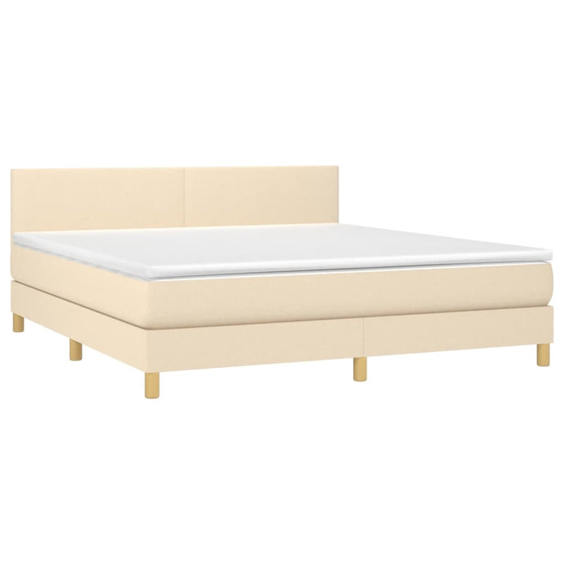 Boxspringbett mit Matratze & LED Creme 180x200 cm Stoff