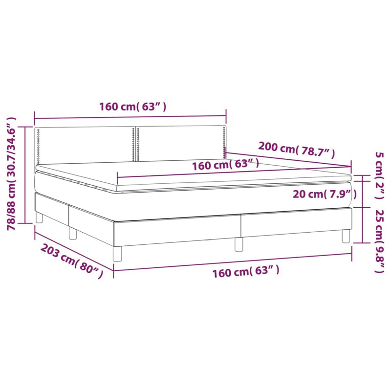 Boxspringbett mit Matratze & LED Weiß 160x200 cm Kunstleder