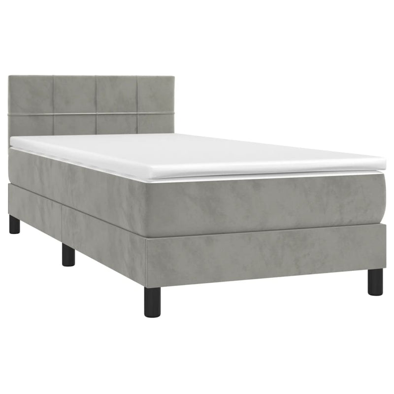 Boxspringbett mit Matratze & LED Hellgrau 80x200 cm Samt