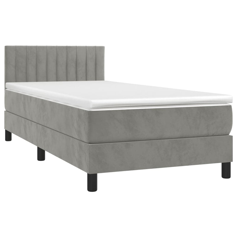 Boxspringbett mit Matratze & LED Hellgrau 80x200 cm Samt