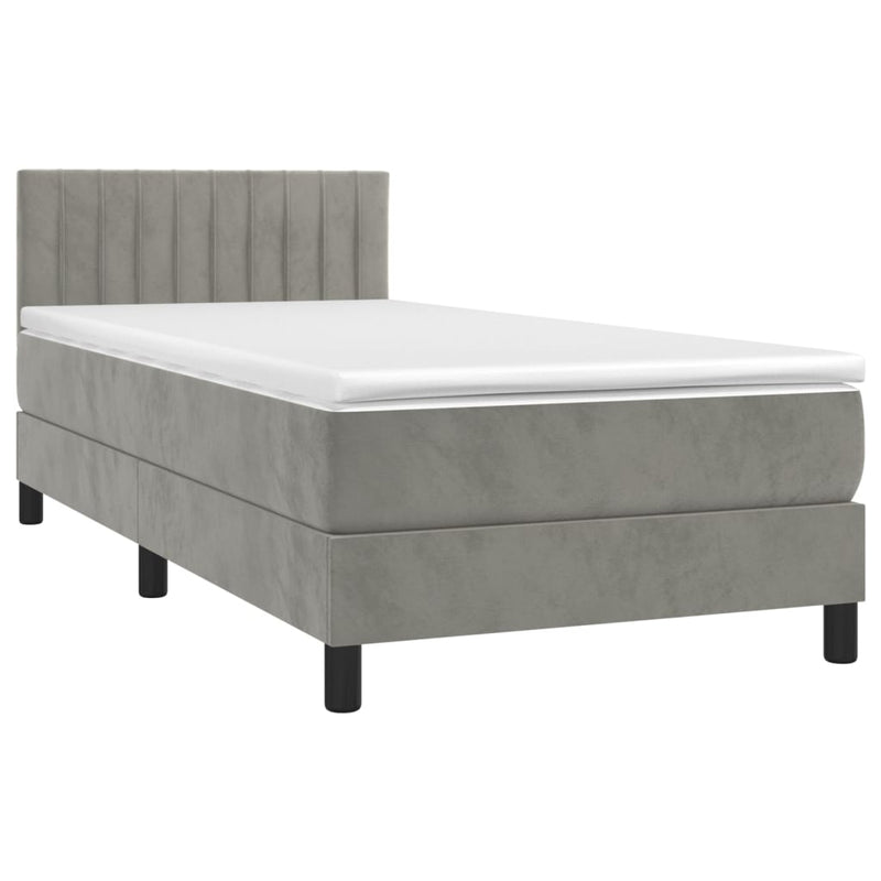 Boxspringbett mit Matratze & LED Hellgrau 90x200 cm Samt