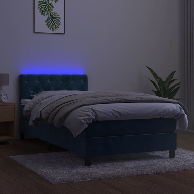 Boxspringbett mit Matratze & LED Dunkelblau 80x200 cm Samt