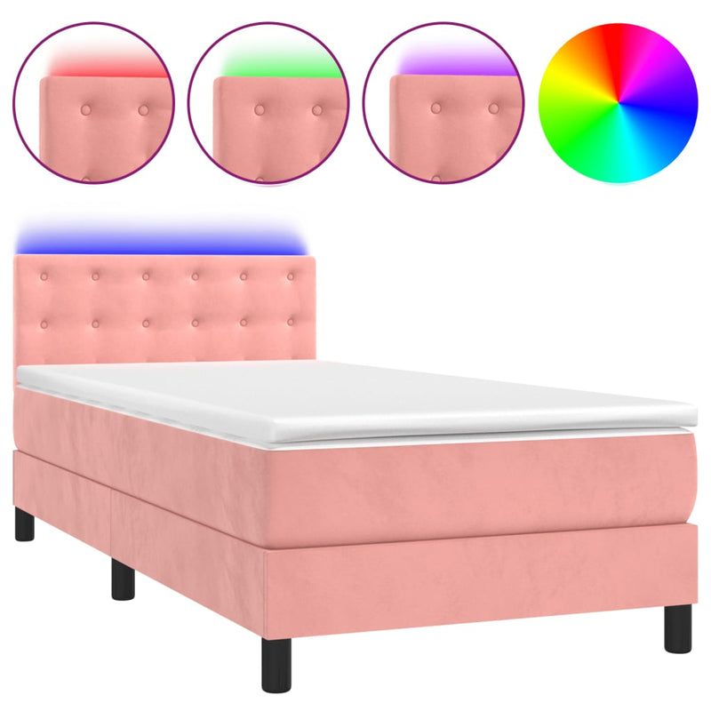 Boxspringbett mit Matratze & LED Rosa 80x200 cm Samt