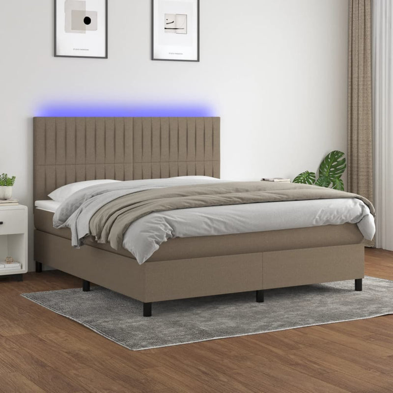 Boxspringbett mit Matratze & LED Taupe 160x200 cm Stoff