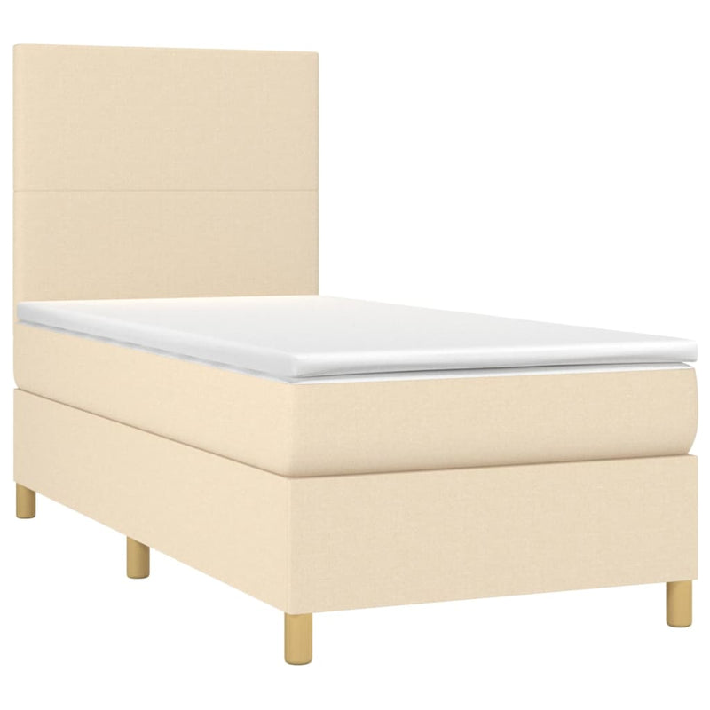 Boxspringbett mit Matratze & LED Creme 90x190 cm Stoff