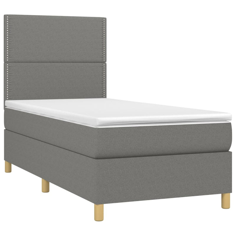 Boxspringbett mit Matratze & LED Dunkelgrau 80x200 cm Stoff