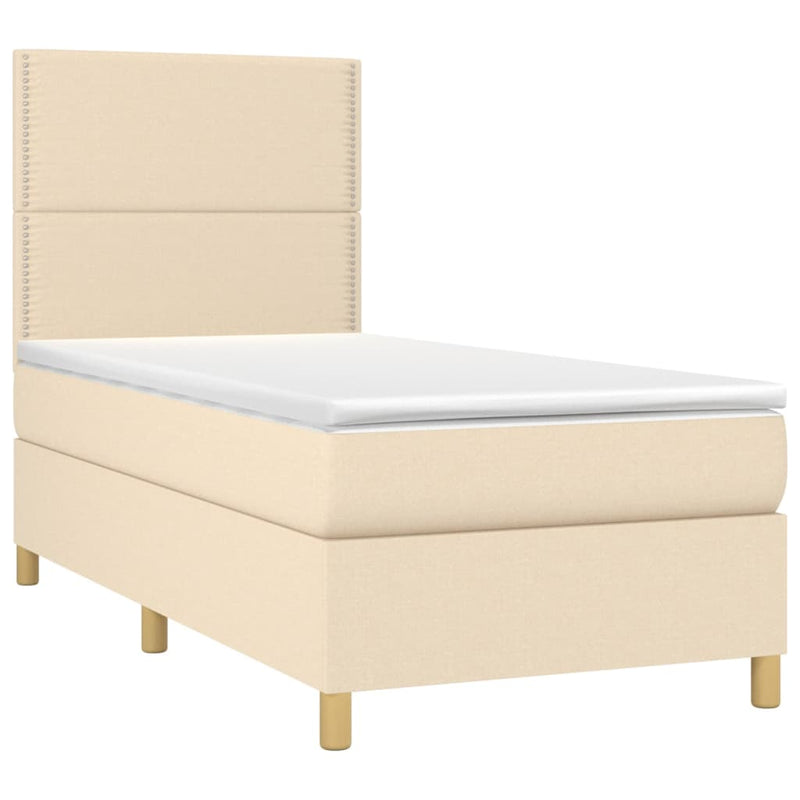 Boxspringbett mit Matratze & LED Creme 80x200 cm Stoff