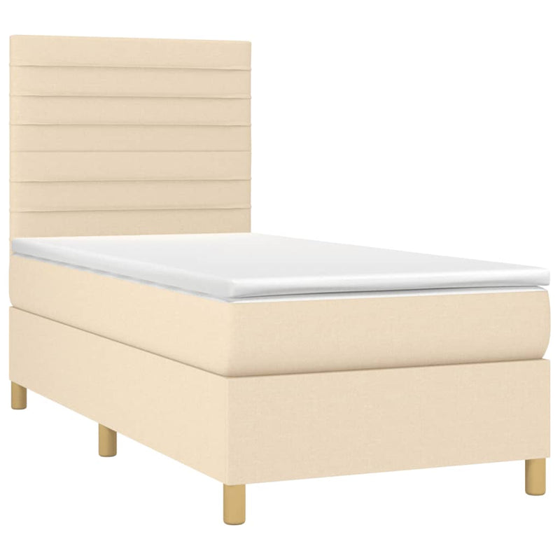 Boxspringbett mit Matratze & LED Creme 80x200 cm Stoff