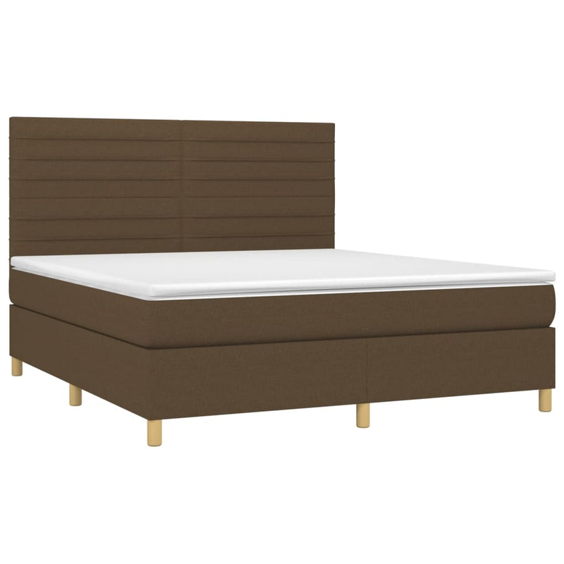 Boxspringbett mit Matratze & LED Dunkelbraun 160x200 cm Stoff