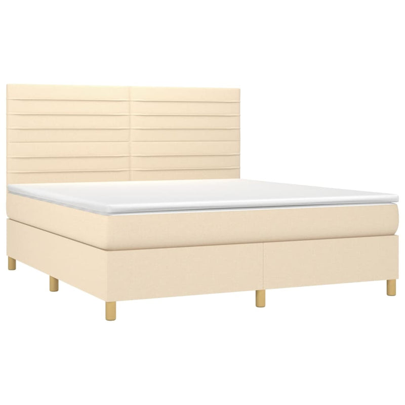 Boxspringbett mit Matratze & LED Creme 160x200 cm Stoff