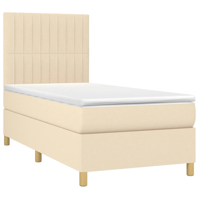 Boxspringbett mit Matratze & LED Creme 80x200 cm Stoff