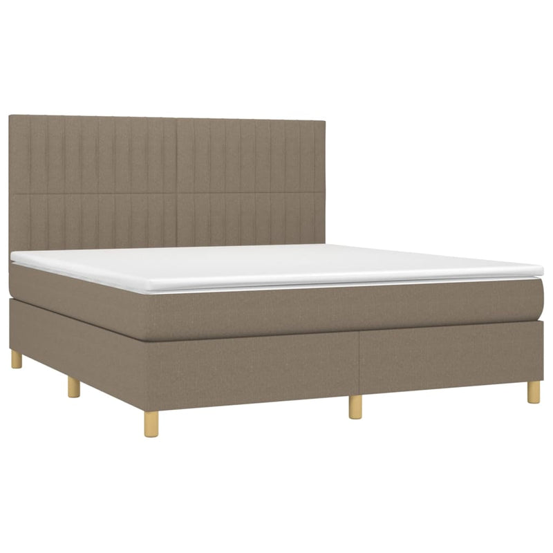 Boxspringbett mit Matratze & LED Taupe 160x200 cm Stoff