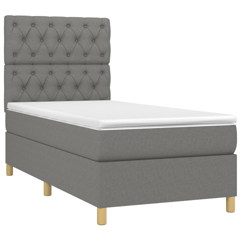 Boxspringbett mit Matratze & LED Dunkelgrau 80x200 cm Stoff