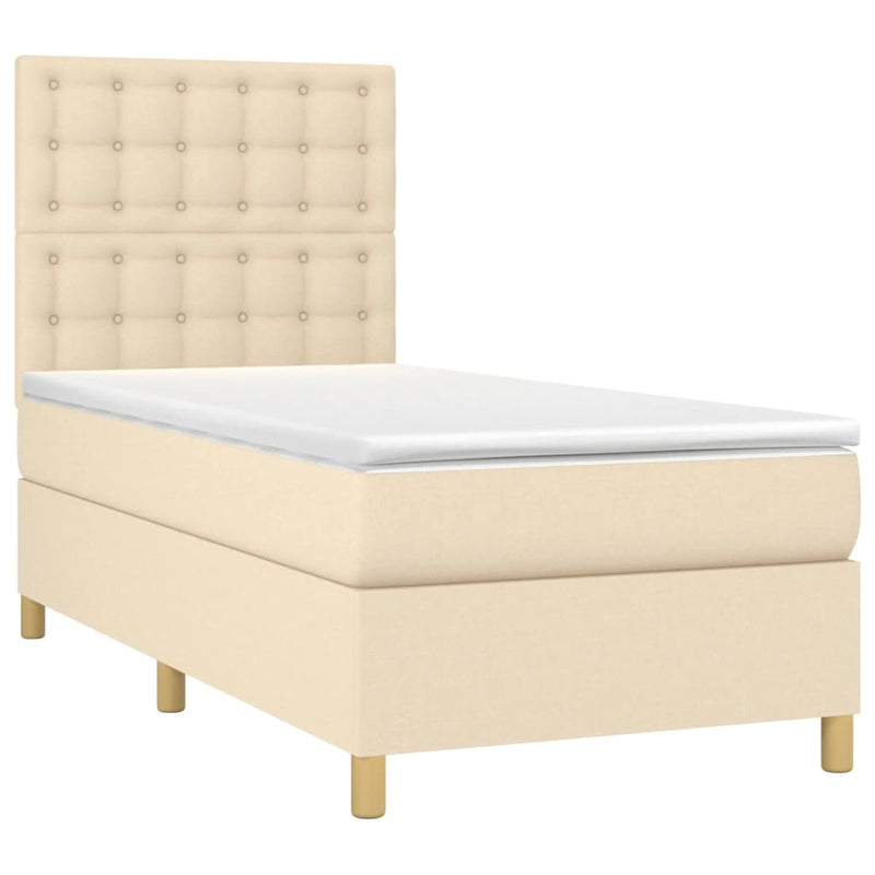 Boxspringbett mit Matratze & LED Creme 80x200 cm Stoff