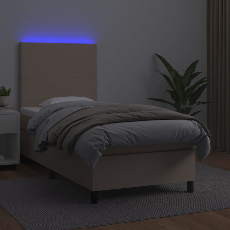 Boxspringbett mit Matratze & LED Cappuccino-Braun 100x200cm