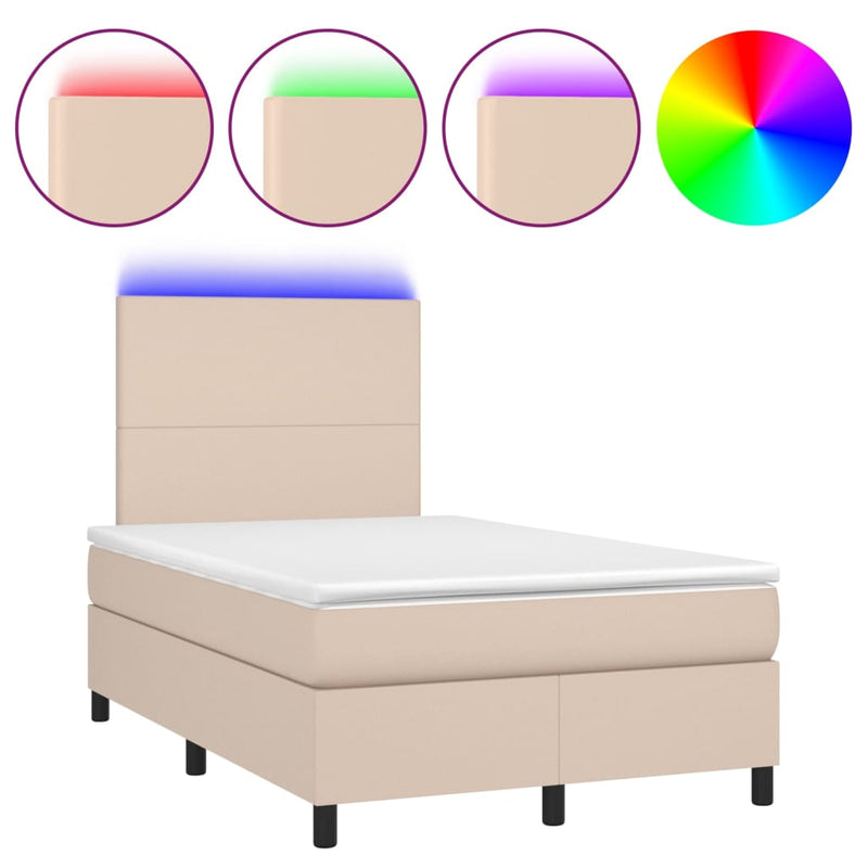 Boxspringbett mit Matratze & LED Cappuccino-Braun 120x200cm