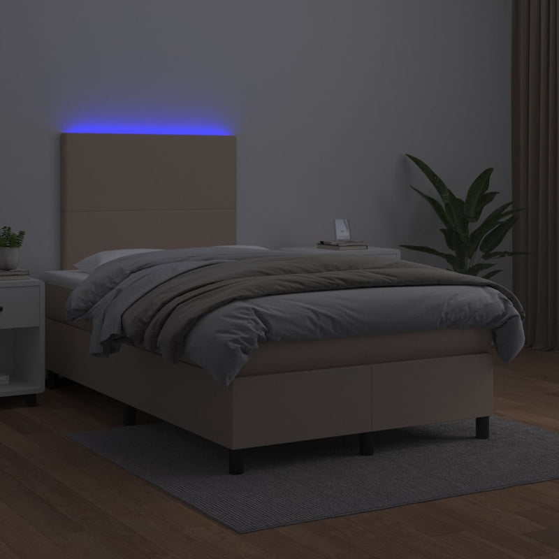 Boxspringbett mit Matratze & LED Cappuccino-Braun 120x200cm