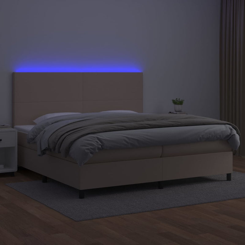 Boxspringbett mit Matratze & LED Cappuccino-Braun 200x200cm