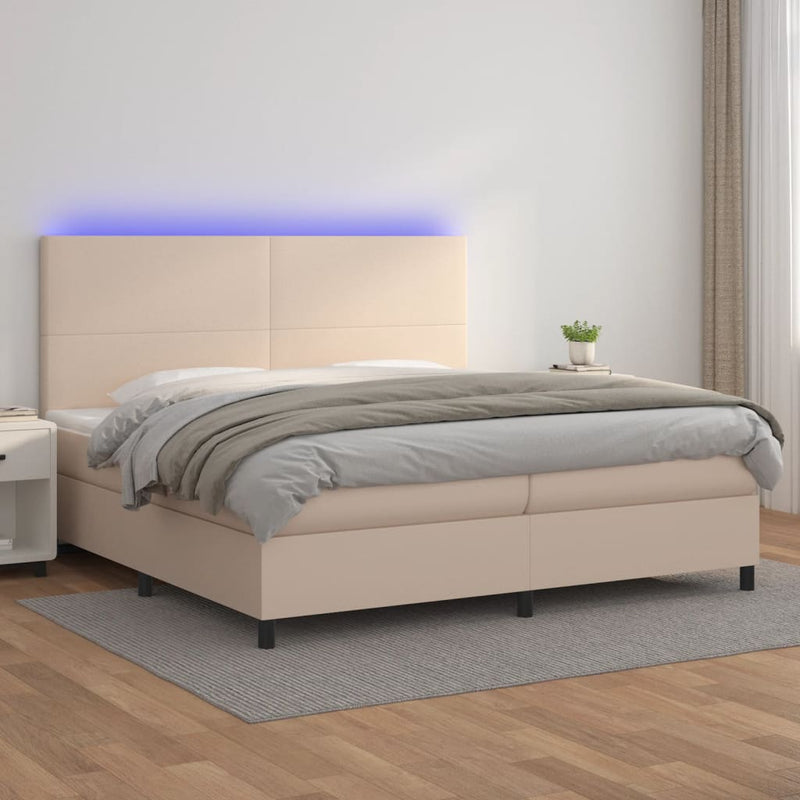 Boxspringbett mit Matratze & LED Cappuccino-Braun 200x200cm