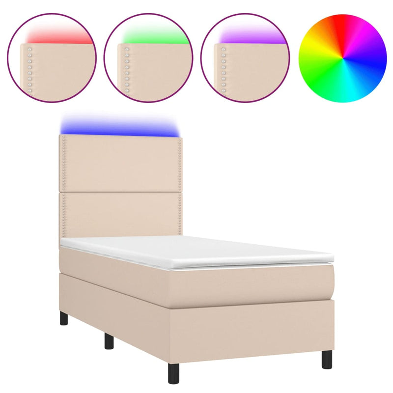 Boxspringbett mit Matratze & LED Cappuccino-Braun 90x190cm